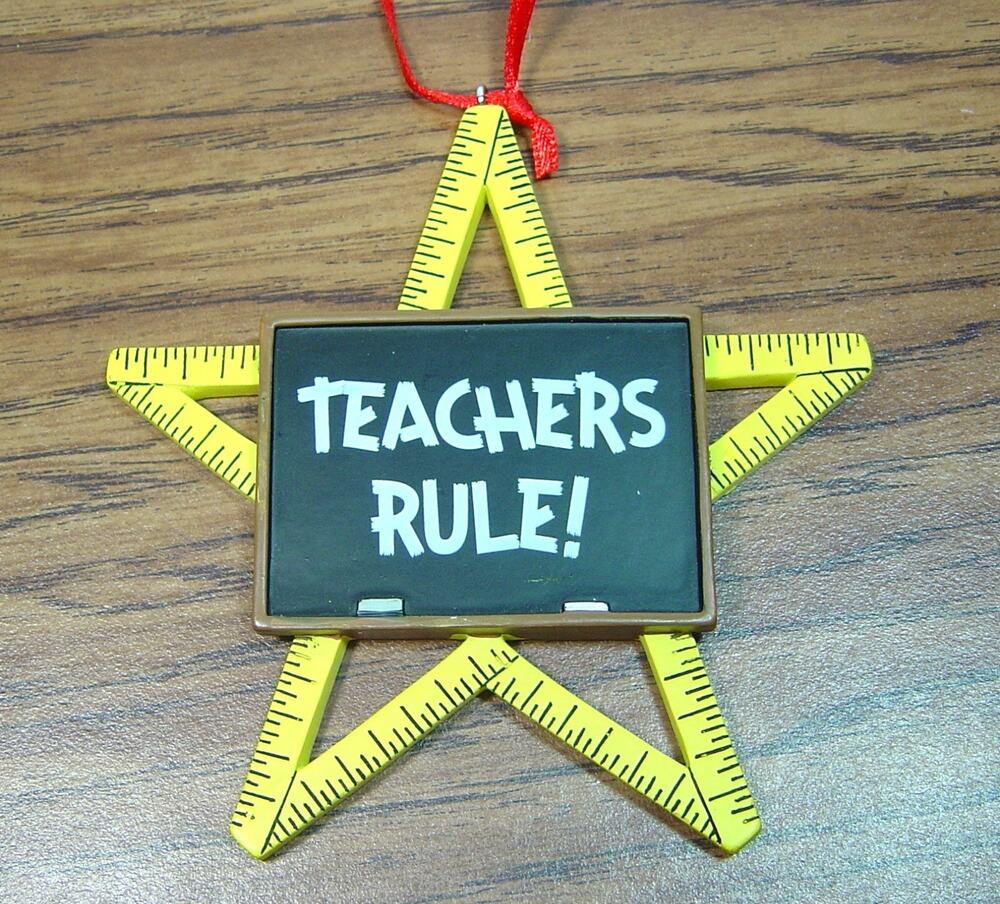 HALLMARK ORNAMENT-TEACHERS RULE-STAR SHAPED RULER & BLACKBOARD